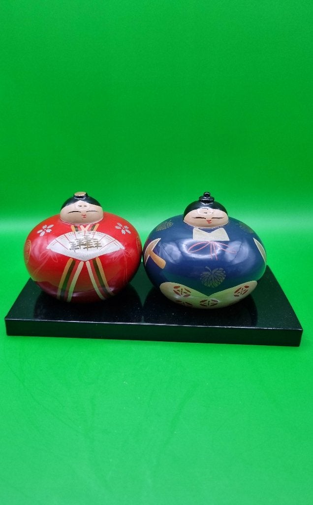 Paire Kishu Hina Kokeshi vintage, Enlèvement ou Envoi, Japon, Bois, Poupée