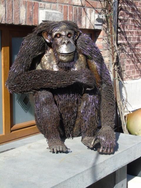 Levensgroot smeedijzeren beeld van een aap!, Tuin en Terras, Ophalen, Nieuw