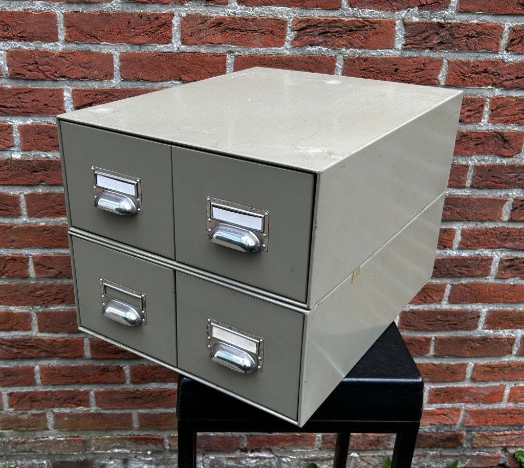 Oude fichebak, kaartenbak MEWAF 1950s, Ophalen of Verzenden
