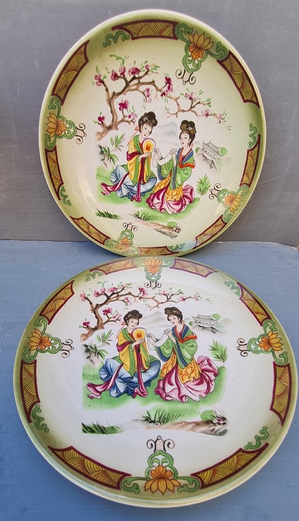 2 grands plats SATSUMA JAPON, Antiquités & Art, Pierre/céramique, Japon, 4 cm, Marqué