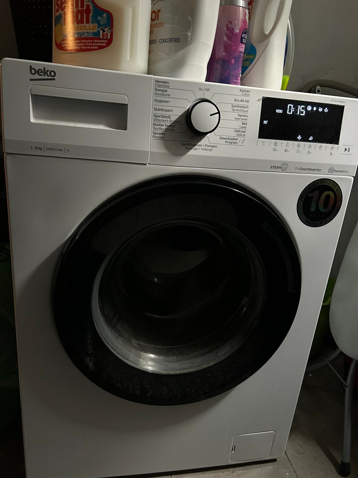 Machine à laver BEKO 8kg Classe énergétique A, Electroménager, 1200 à 1600 tours, Comme neuf, Chargeur frontal, Enlèvement