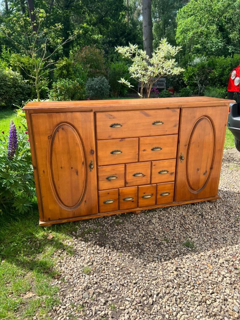 Massief grenen landelijk dressoir / ladekast – 70s, 25 à 50 cm, 150 à 200 cm, Comme neuf, Landelijk