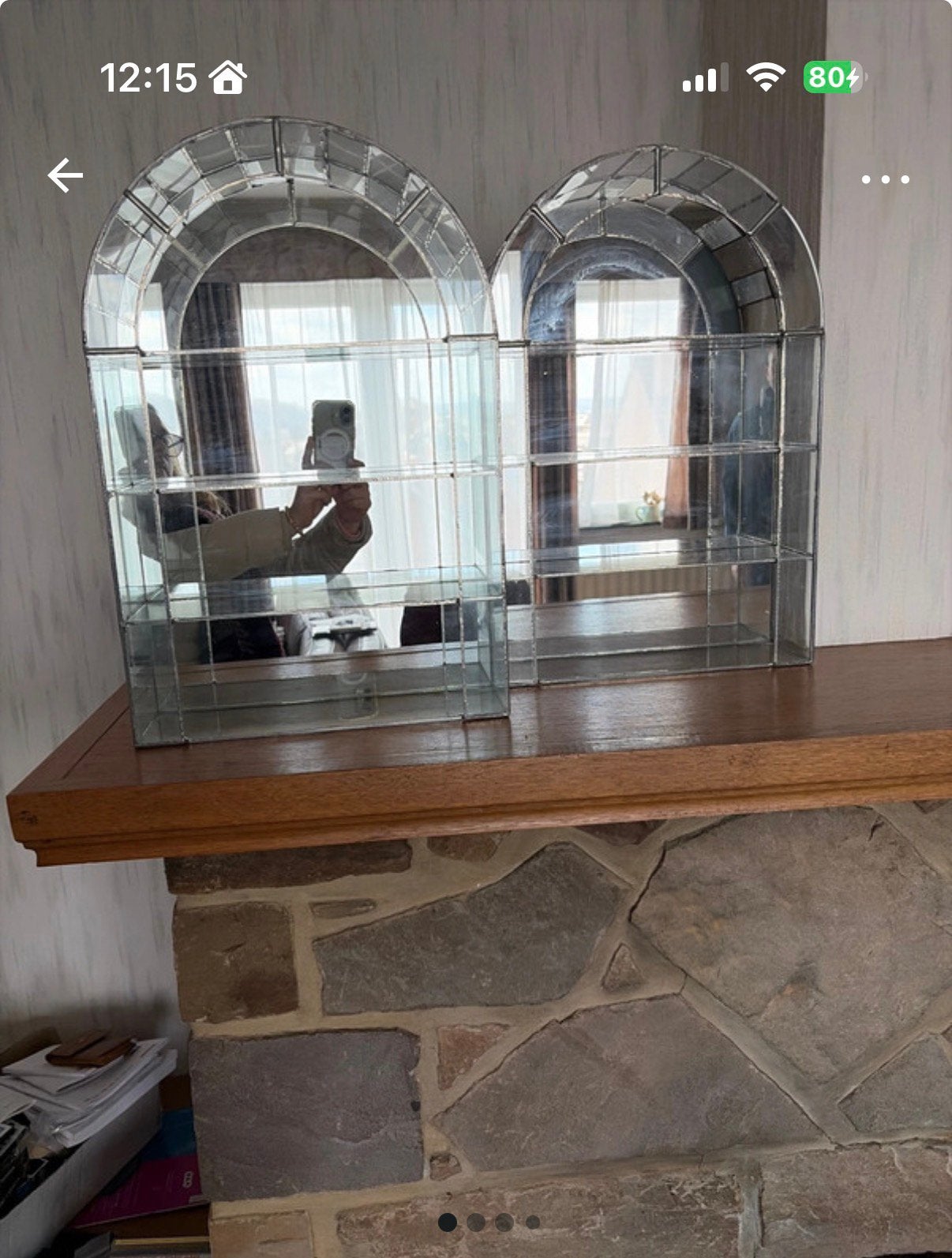 Lot de 2 Vitrines Murales Vintage - Métal Argenté & Miroir, Enlèvement, Utilisé