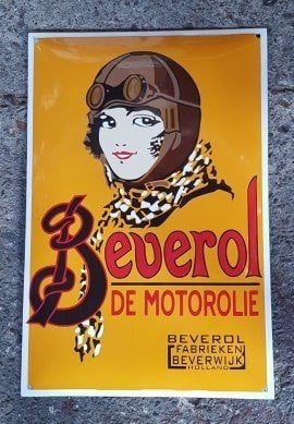 Beverol motorolie emaille reclame bord en veel andere borden, Ophalen of Verzenden, Zo goed als nieuw, Reclamebord