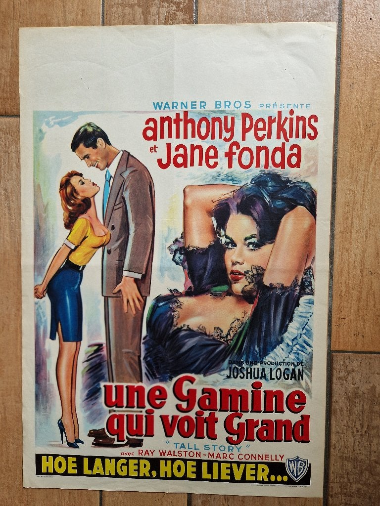filmaffiche Jane Fonda Tall Story 1960 filmposter, Rechthoekig Staand, Ophalen of Verzenden, Zo goed als nieuw, A1 t/m A3