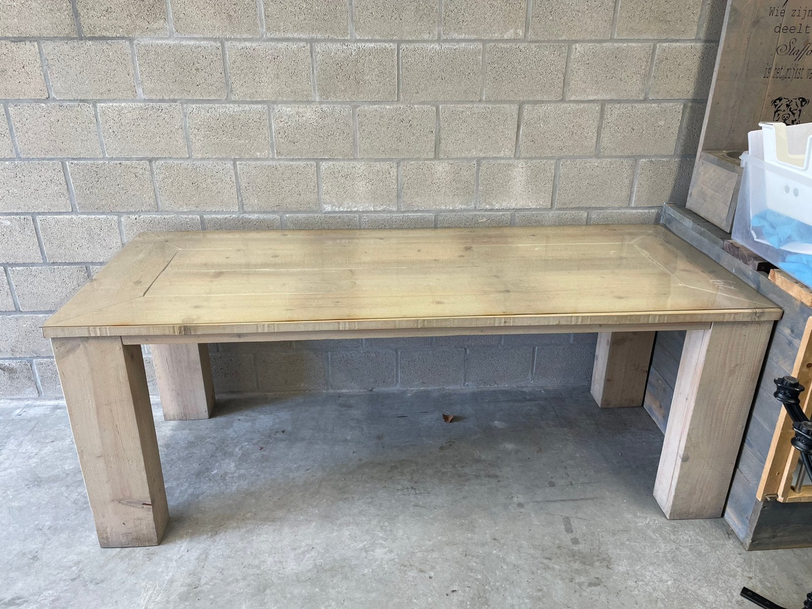Houten tafel 2 m, Tuin en Terras, Ophalen, Zo goed als nieuw