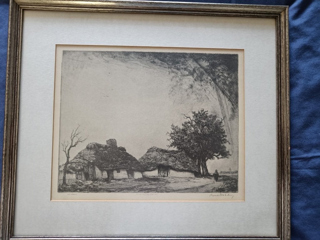 ets van dirk baksteen;  achterbosch, Antiek en Kunst, Kunst | Etsen en Gravures, Ophalen, Landschap, Ets, Gesigneerd