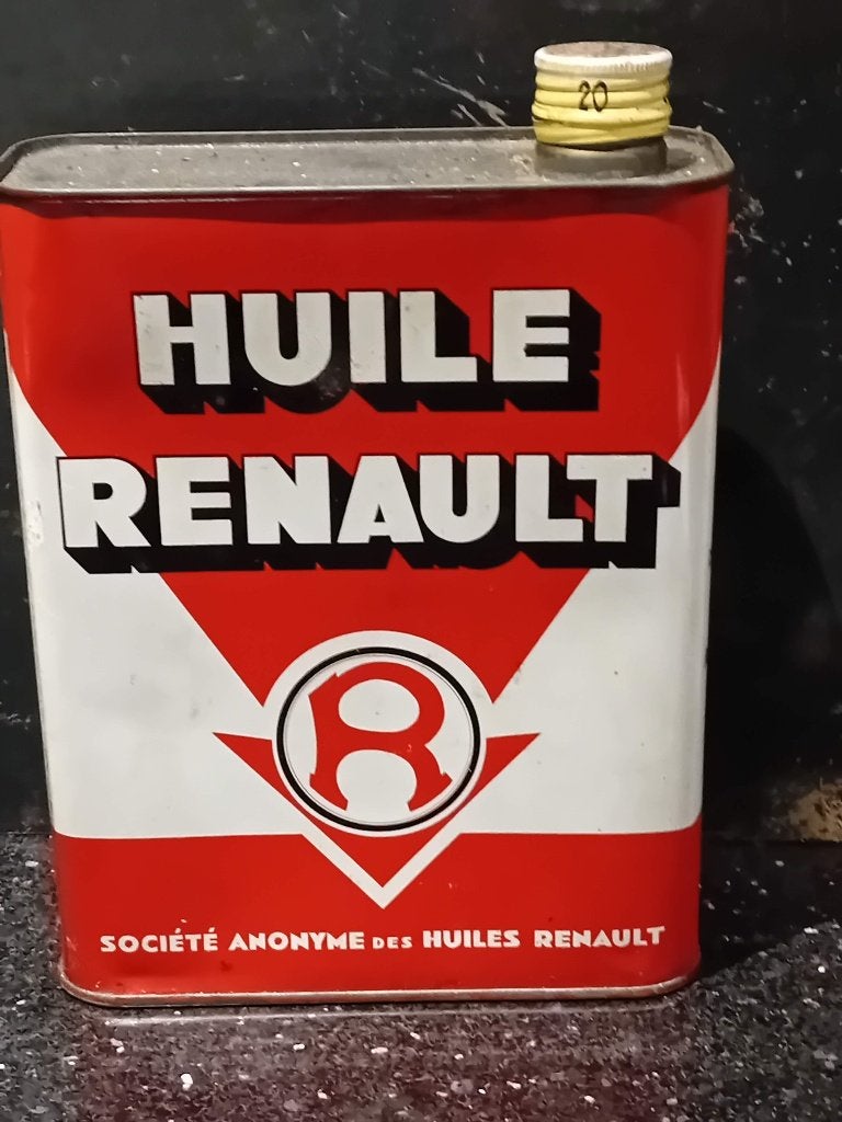 Vintage olieblik HUILE RENAULT, Verzamelen, Ophalen of Verzenden, Zo goed als nieuw