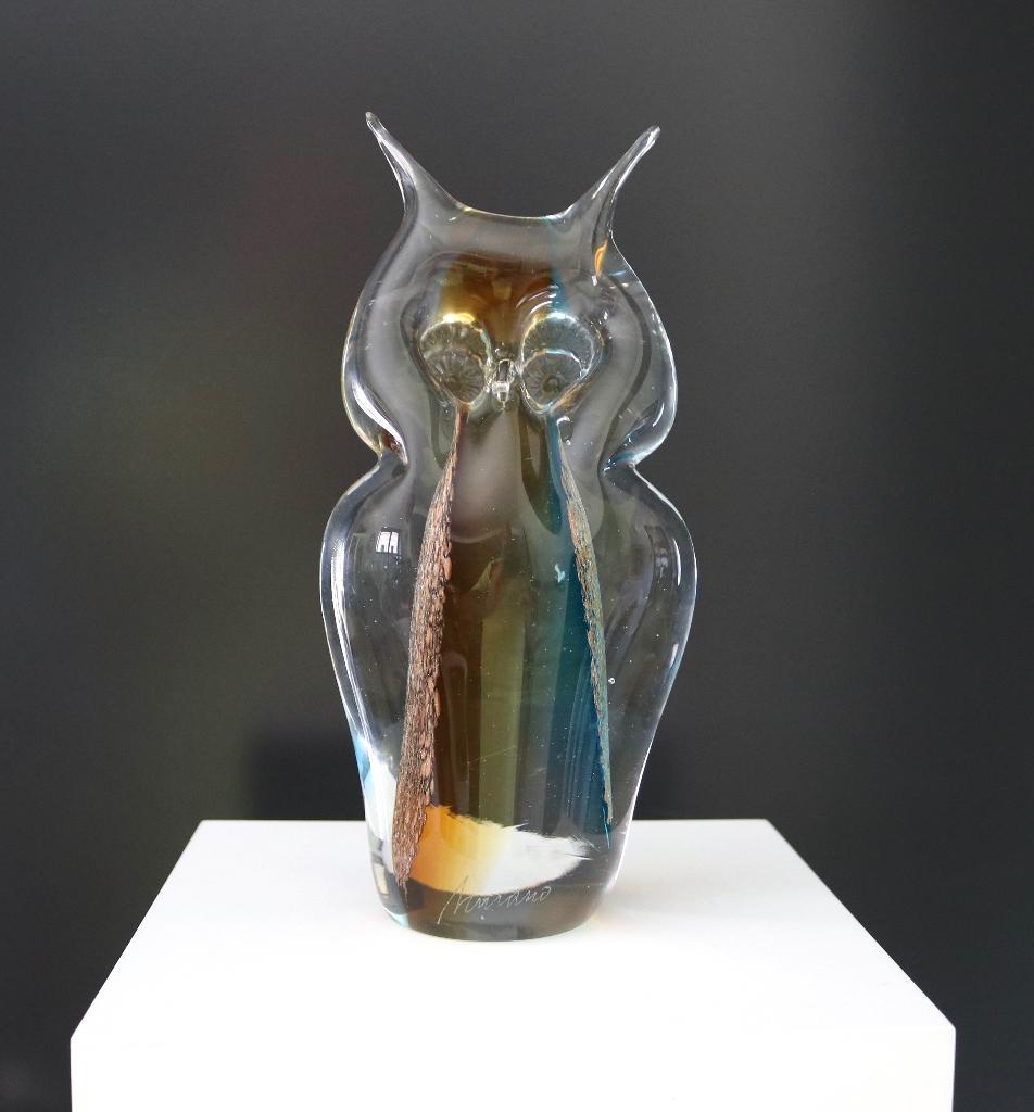 Vintage Murano owl Italy -  Zware italiaanse uil gemerkt!, Ophalen of Verzenden