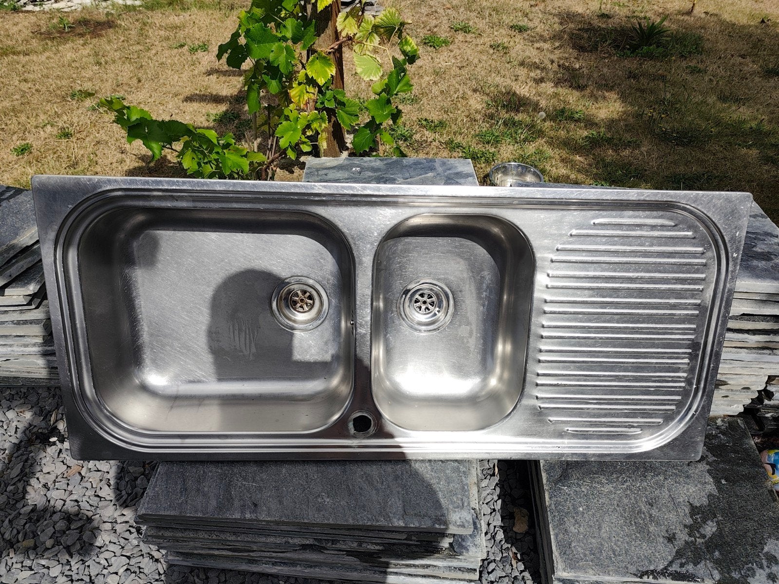 dubbele Inox spoelbak, Ophalen