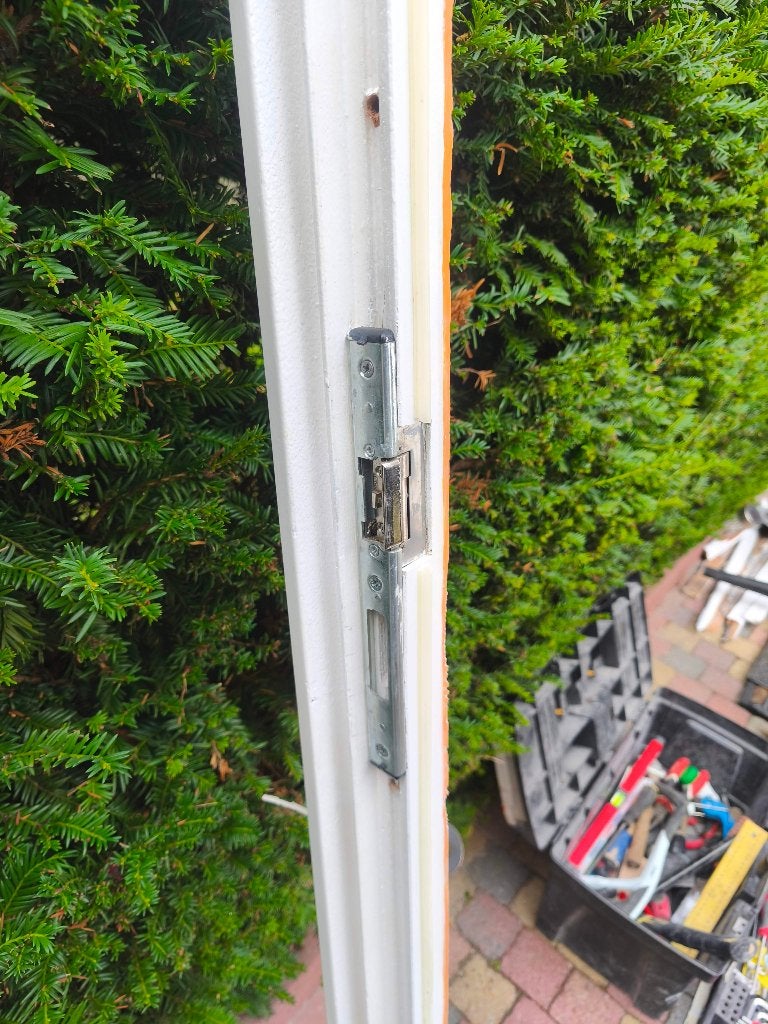 Meranti toegangsdeur wit geverfd, Gebruikt, Overige typen, 150 tot 225 cm, Inclusief glas