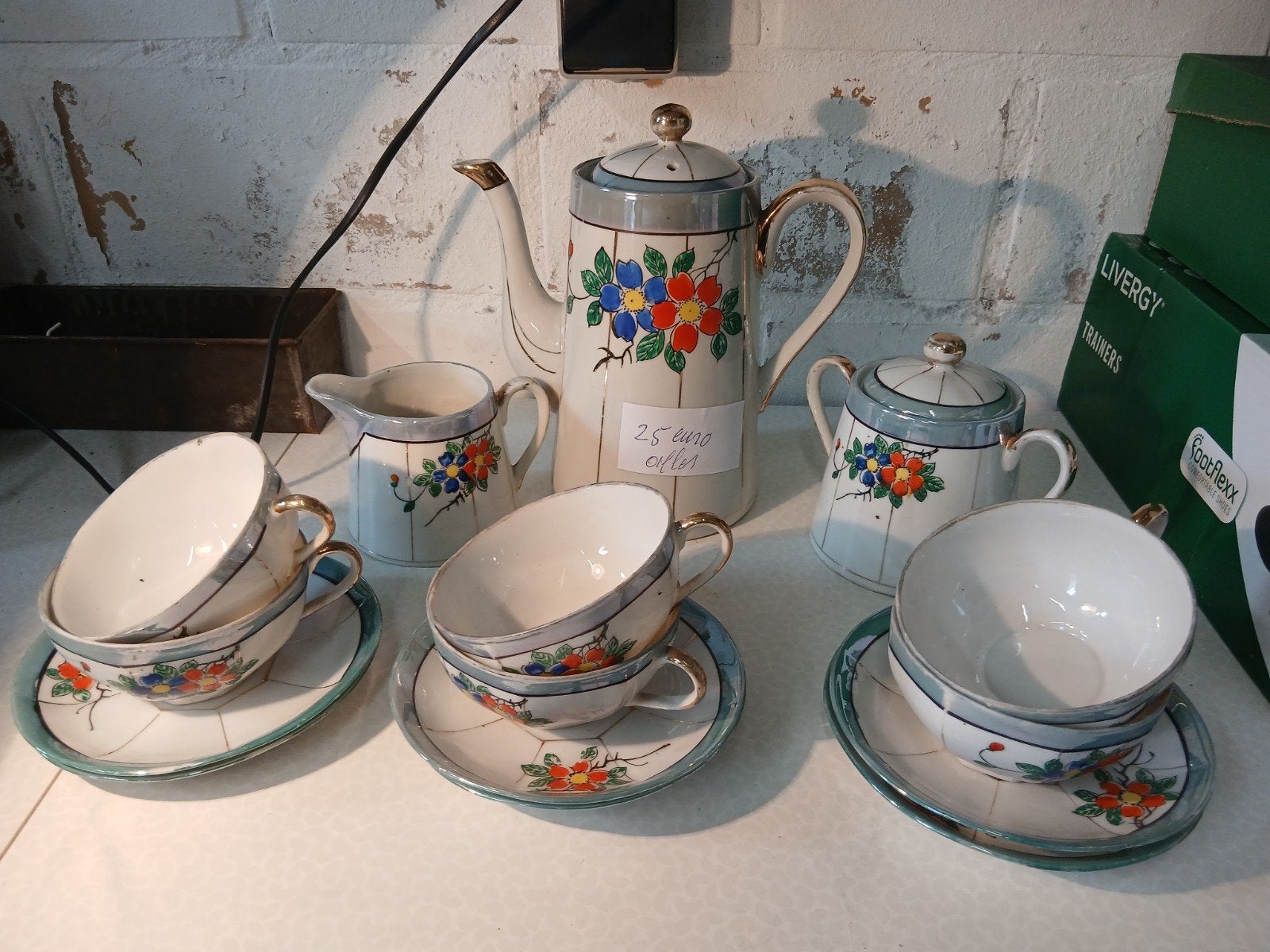 15 delig Japans porcelein lustreware koffie/thee servies, Ophalen
