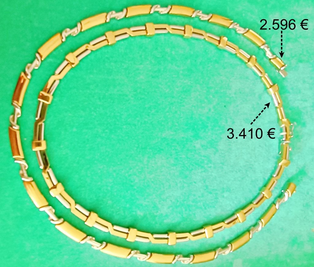 Colliers (2 modèles) semi-rigides en or bicolore 18K, NEUFS, Enlèvement, Neuf, Or, Or