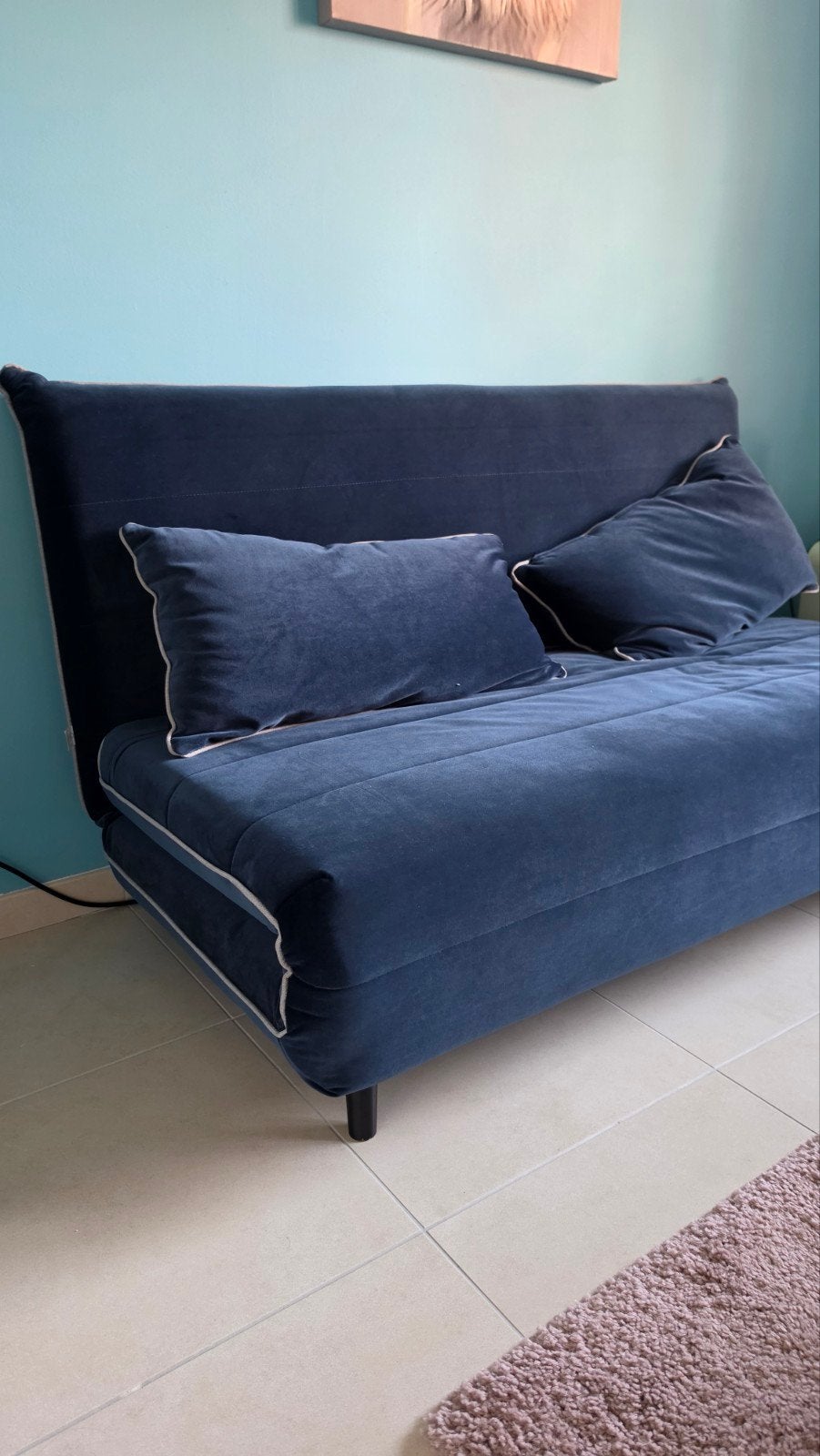 canapé lit bleu modèle NIO, Enlèvement, 190 cm ou moins, 140 cm, Comme neuf