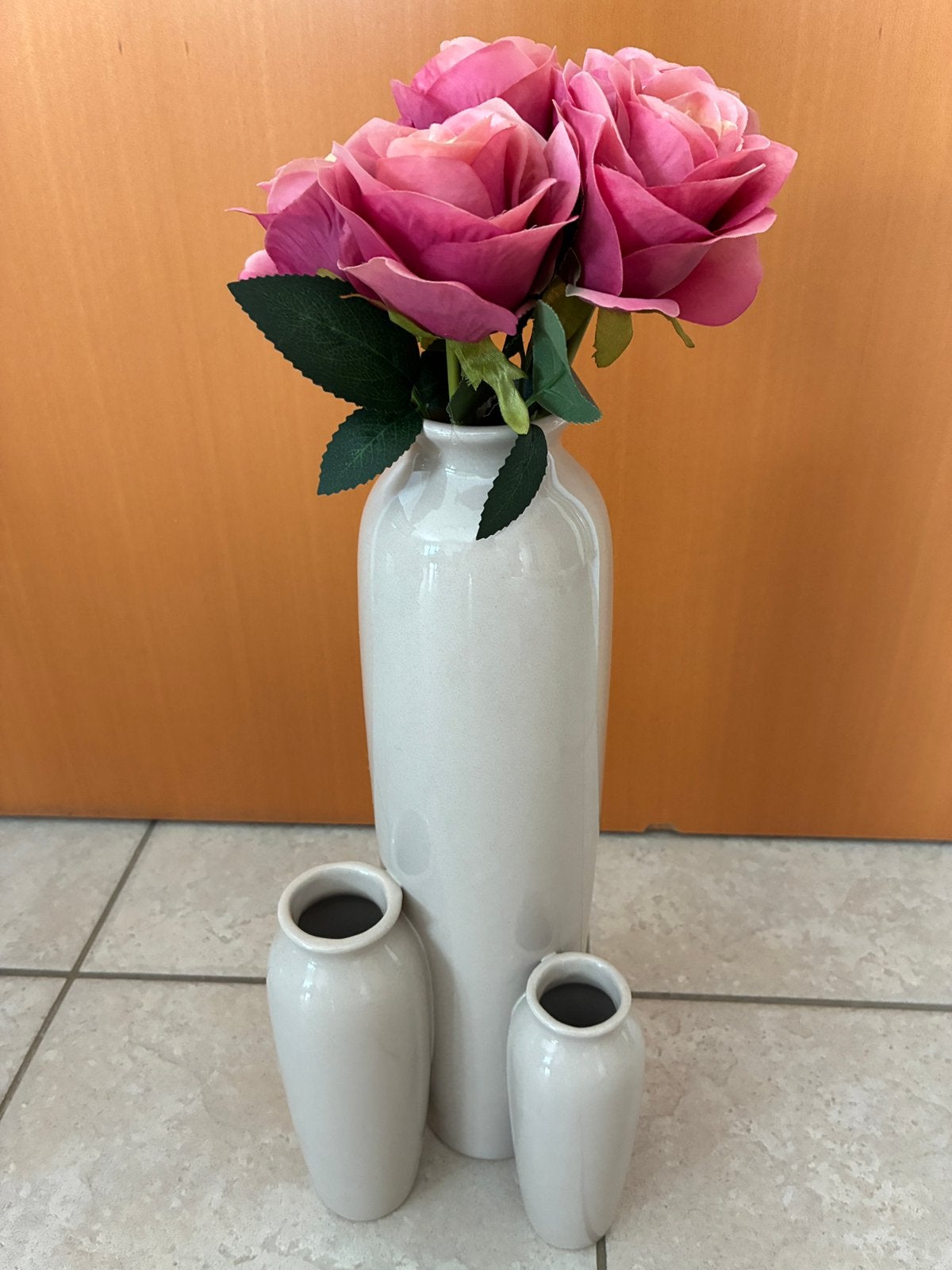 Vase triple MPL - beige - neuf, Huis en Inrichting, Ophalen of Verzenden, Zo goed als nieuw, Beige