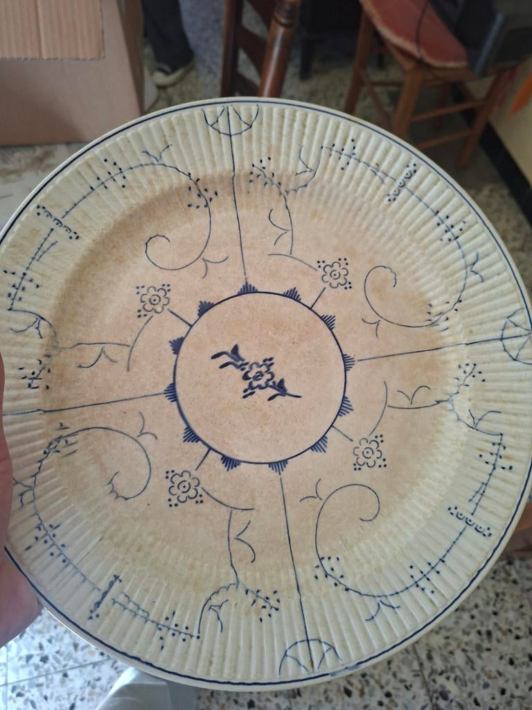 Villeroy Boch borden eind 19e eeuw Indisch blauw, Antiek en Kunst, Ophalen