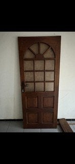 Porte en bois massif, Zo goed als nieuw, 150 tot 225 cm, Inclusief glas, Hout