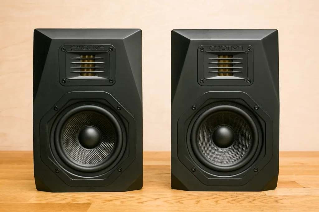 Enceintes Emotiva B1+, TV, Hi-fi & Vidéo, Enlèvement ou Envoi, 60 à 120 watts, Comme neuf, Enceinte d'étagère
