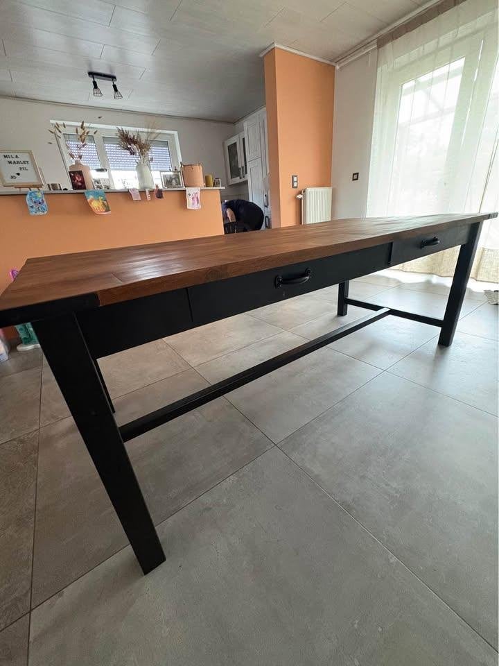 ALFRED - Table à manger en manguier et acier Maison du Monde, Comme neuf, Enlèvement, 50 à 100 cm, 200 cm ou plus