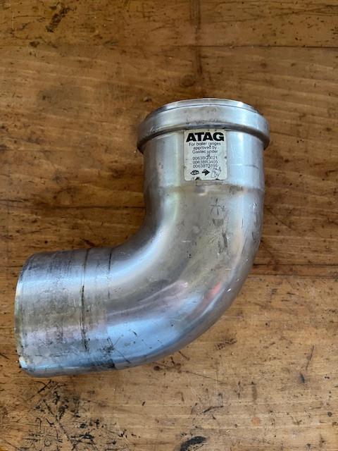 ATAG rookgasafvoer bocht 90 RVS, Inox, Bochten, Gebruikt, Ophalen of Verzenden