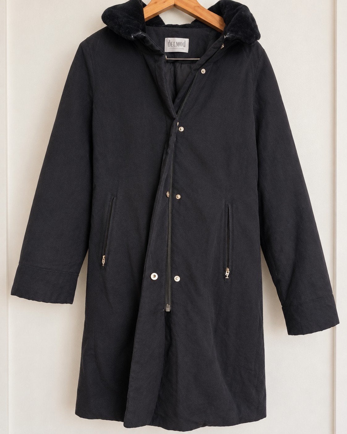 Manteau T42 femme Delmod International noir,, Enlèvement ou Envoi, Noir
