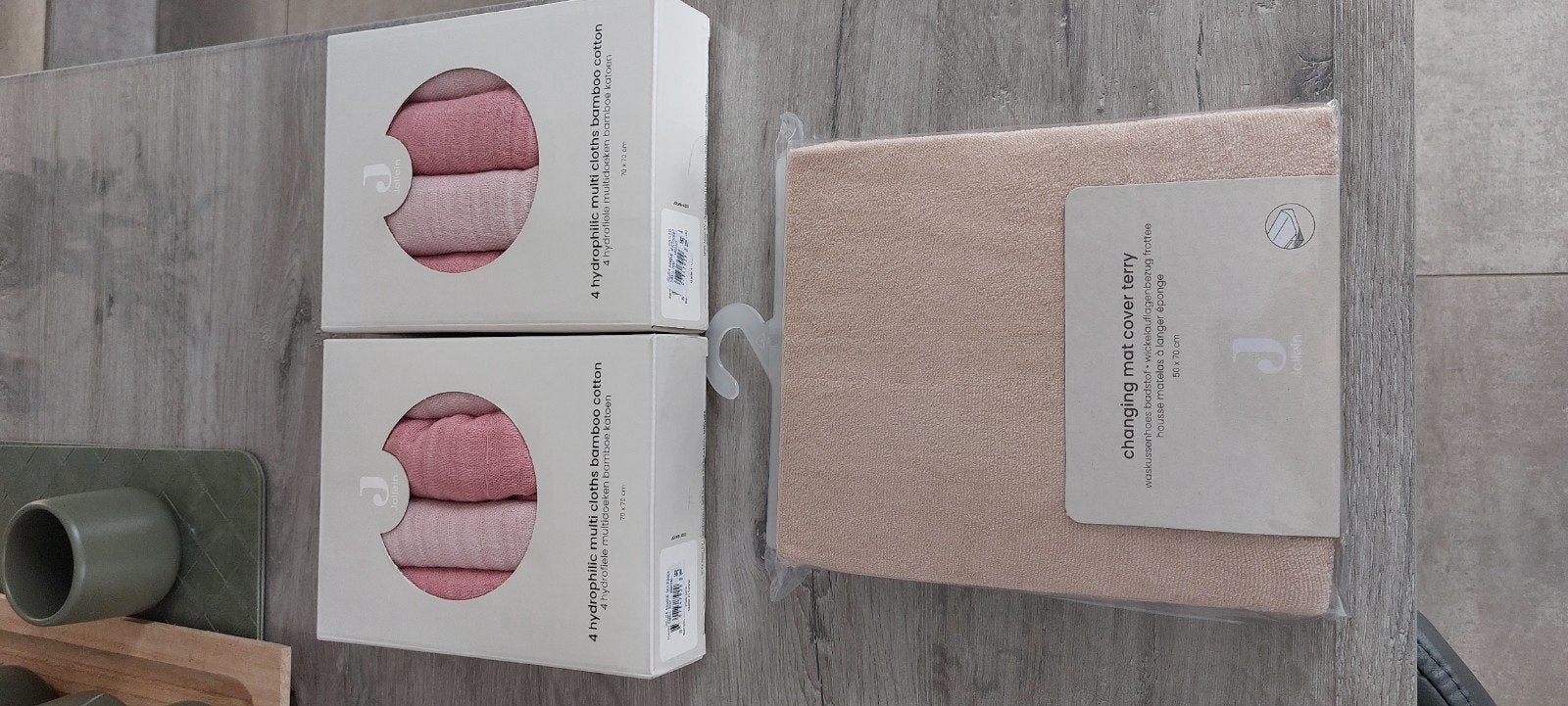 Jollein waskussenhoes ,4 hydrofiele doeken, portieverdeler, Kinderen en Baby's, Ophalen
