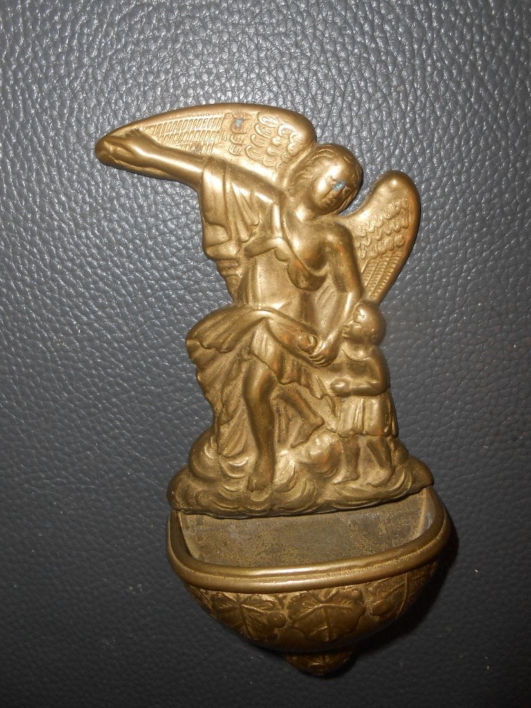 Koperen wijwatervaatje., Antiek en Kunst, Ophalen of Verzenden