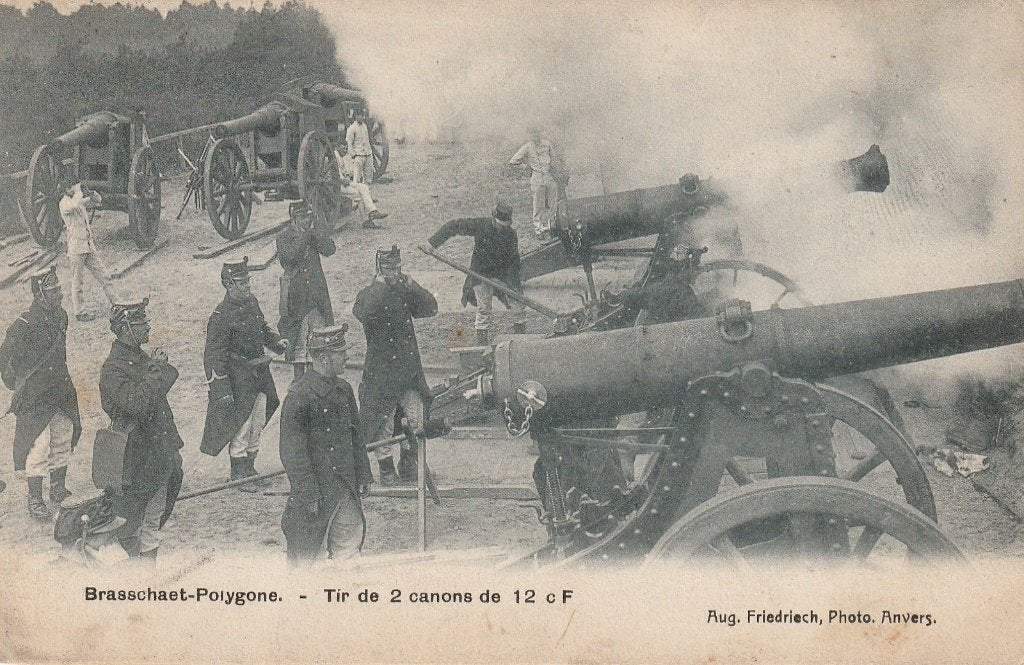 Postkaart Brasschaet Polygone Tir de 2 canons de 12 c F, Ophalen of Verzenden