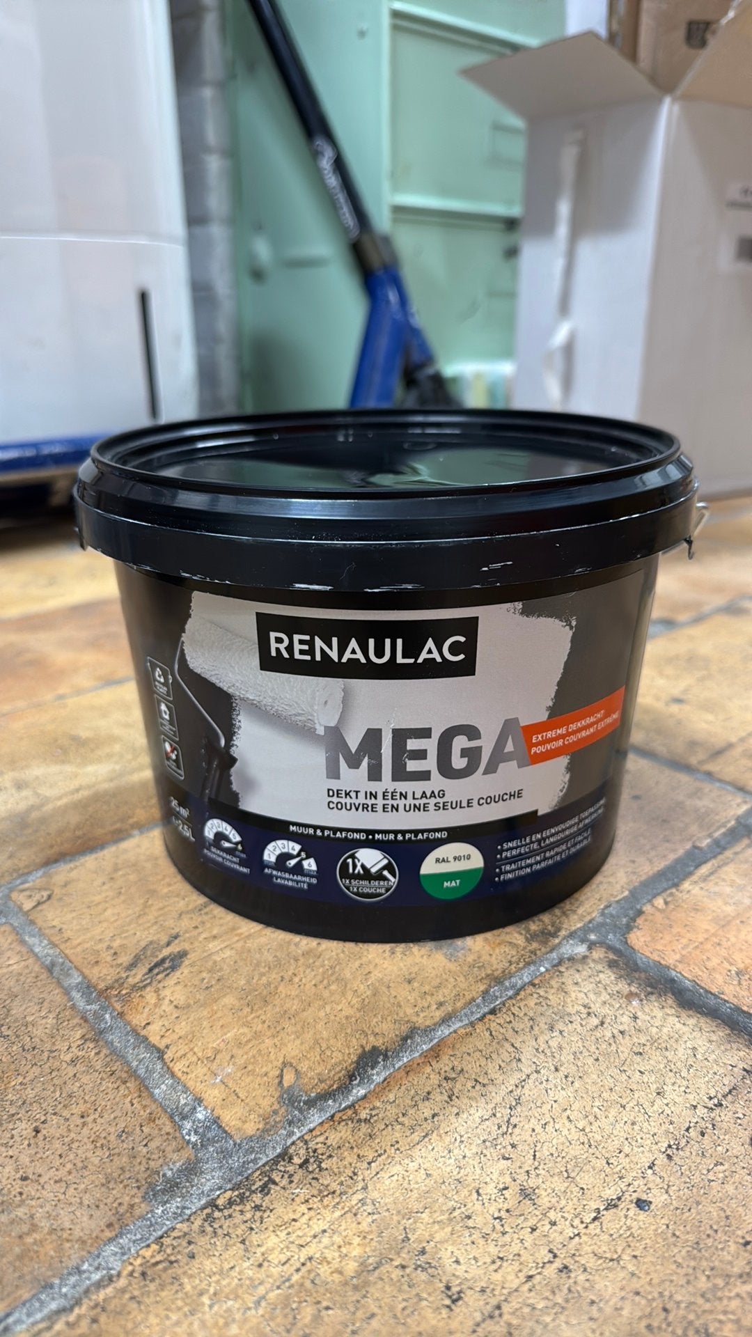 Peinture Renaulac blanc cassé mat RAL 9010 - 2,5L, Enlèvement, Comme neuf, Blanc, Peinture