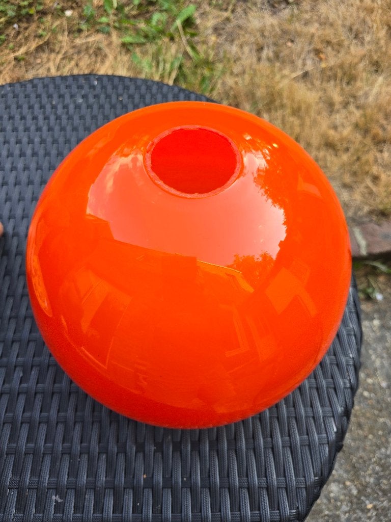 Oranje kroonluchter met glazen bol, Ophalen, Zo goed als nieuw, Glas, Années 70