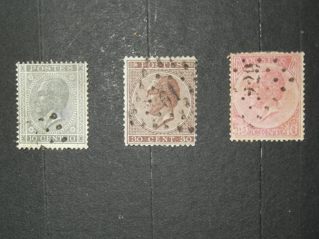 17-19-20 Leopold I Obl 1865-1866, Enlèvement ou Envoi, Affranchi, Oblitéré