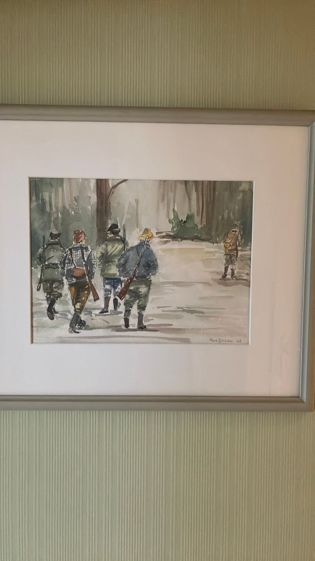 Aquarel  Boswachters Marc Driesen 2003, Antiek en Kunst, Ophalen