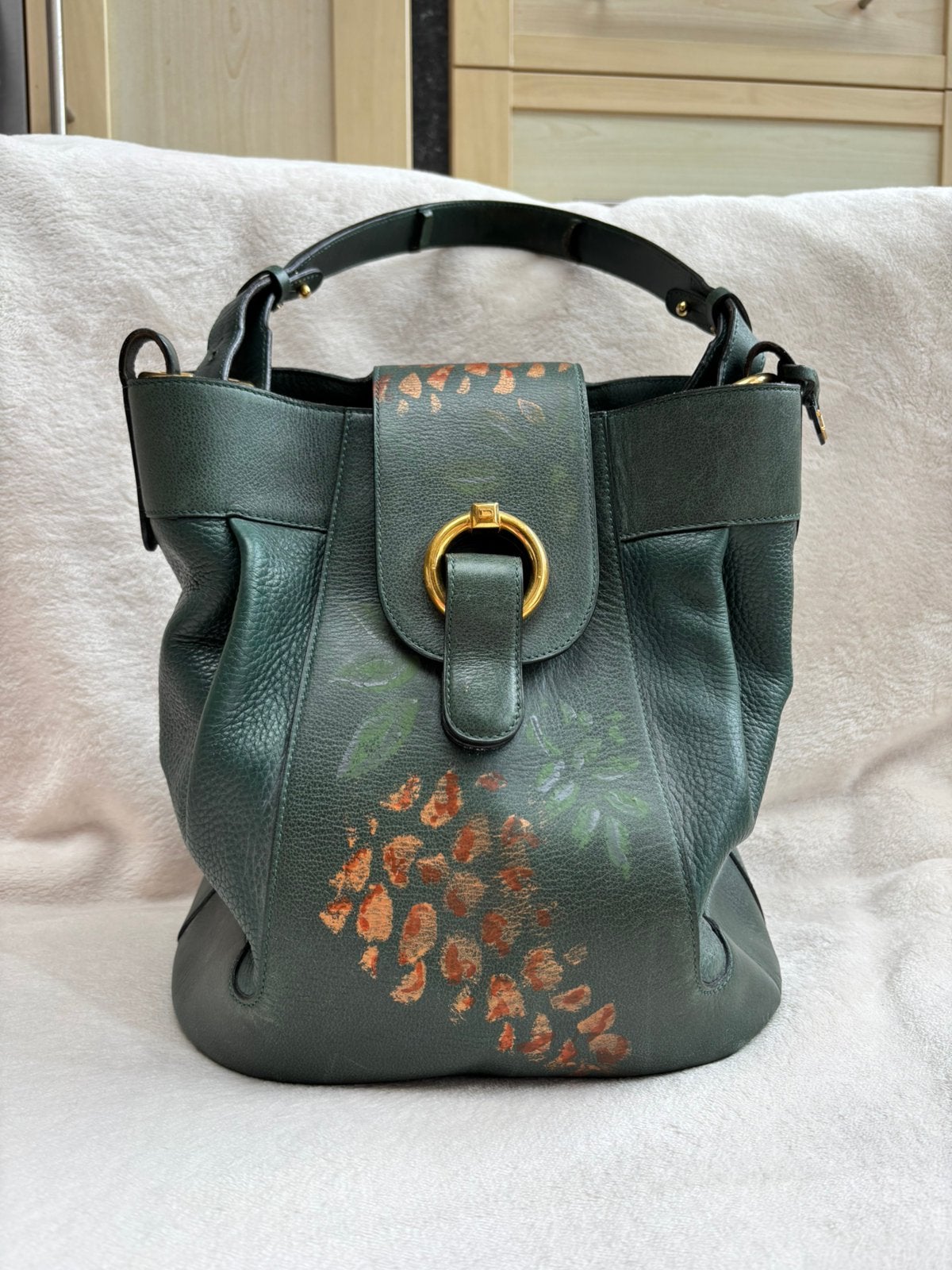 Delvaux vintage leren schoudertas, Handtassen en Accessoires, Tassen | Schoudertassen, Ophalen of Verzenden, Groen, Overige merken