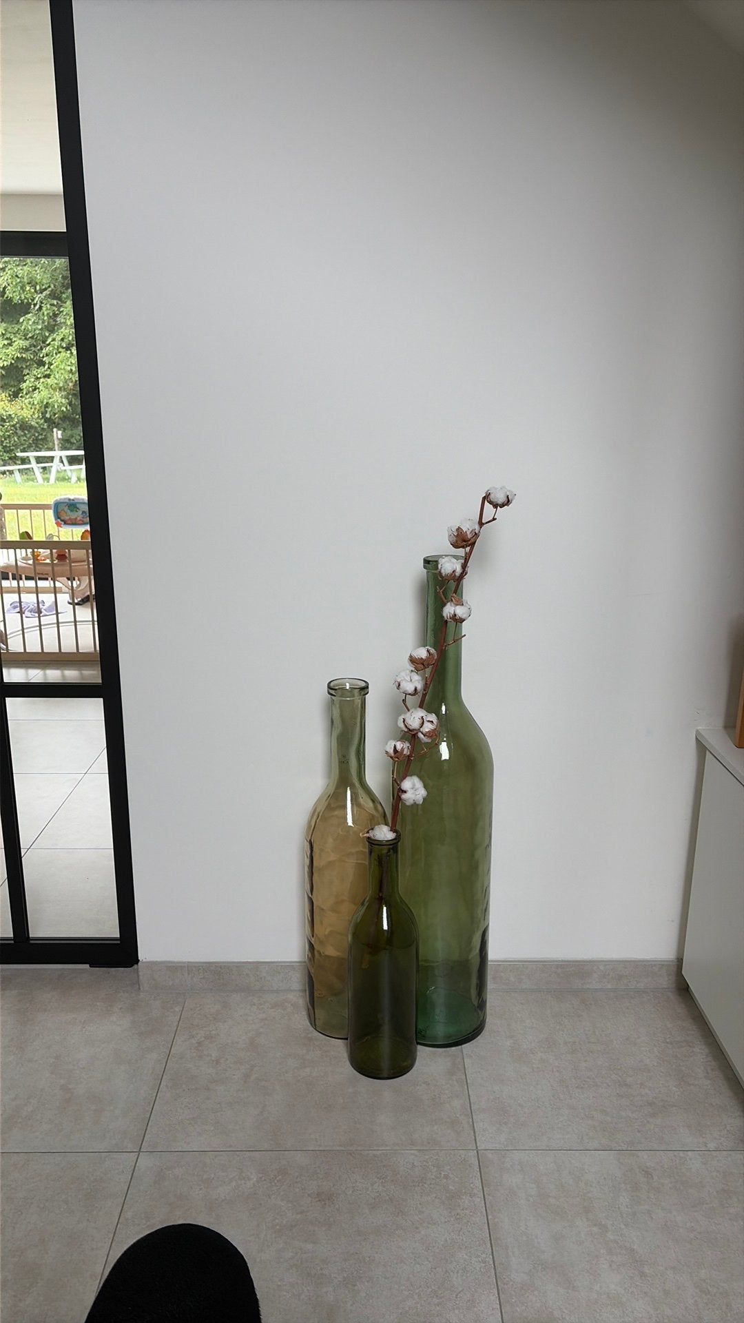 Glazen decoratieve flessen (groen), Ophalen, Zo goed als nieuw