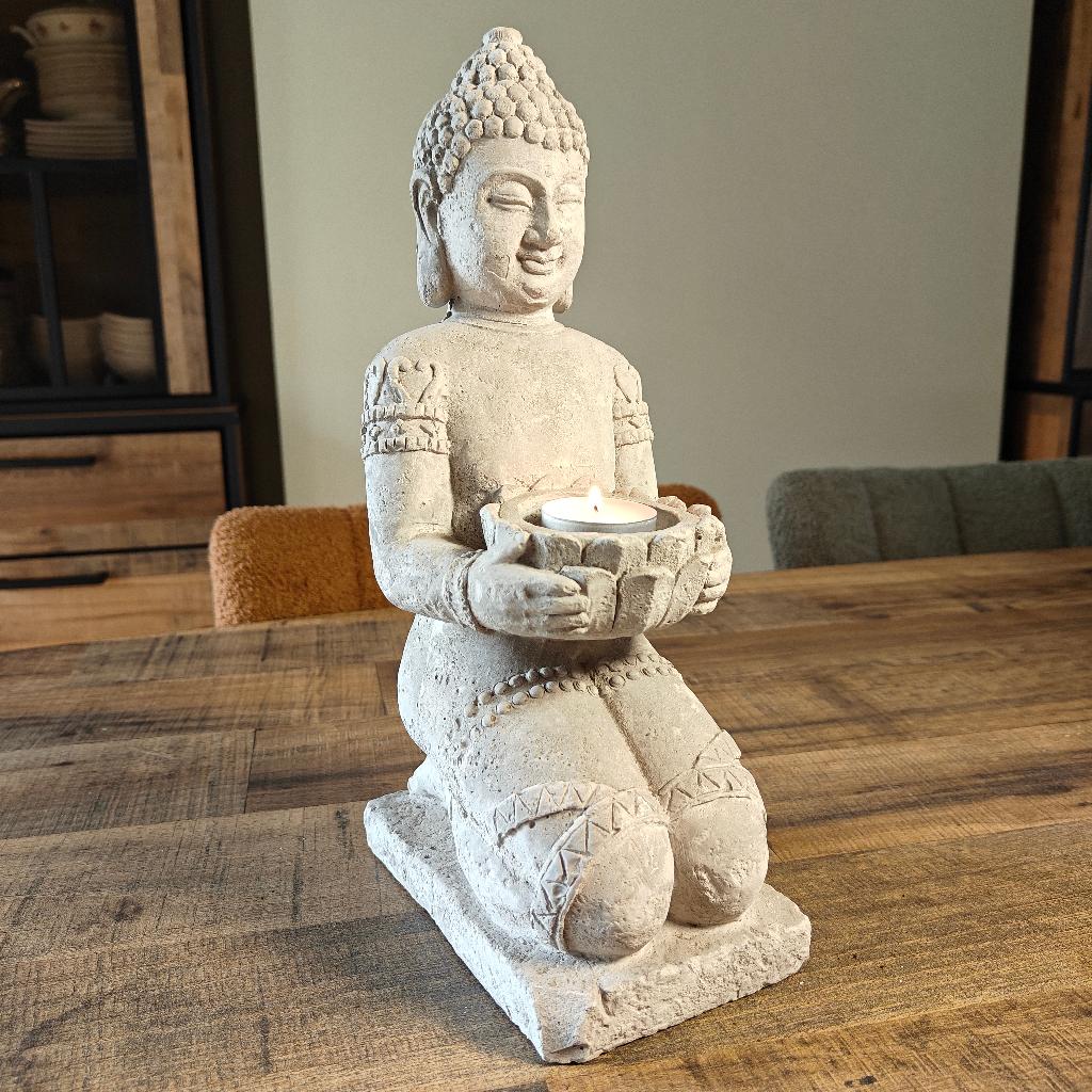 Statue de Bouddha en position agenouillée avec bol en lotus, Enlèvement, Comme neuf
