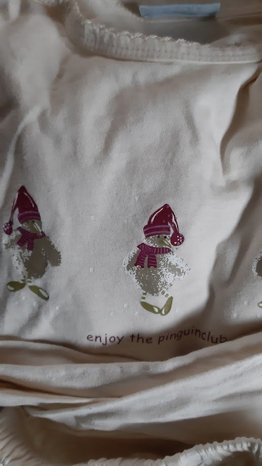 Joli pyjama esquimau et gilet avec pingouins écrus 140, Enfants & Bébés, Garçon ou Fille, Comme neuf, Vêtements de nuit ou Sous-vêtements