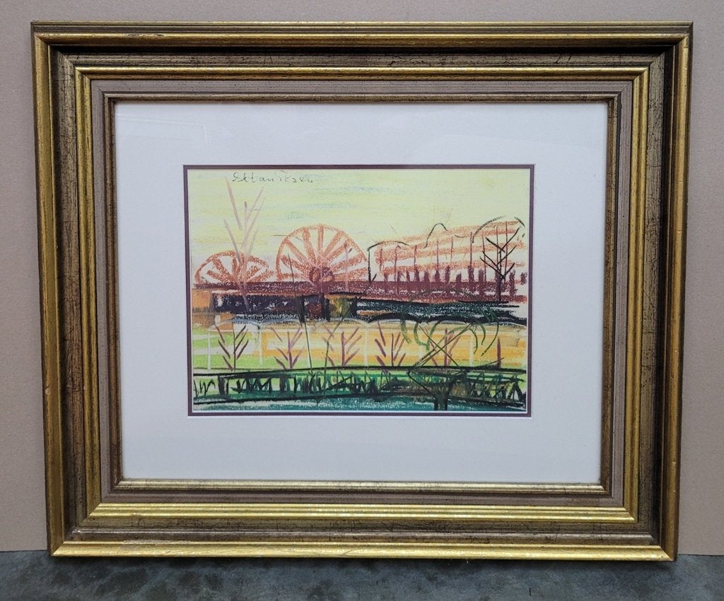 Staf VAN ELZEN, lijnenspel in een landschap, Antiek en Kunst, Expressionistisch, Ophalen of Verzenden, Gesigneerd, Landschap