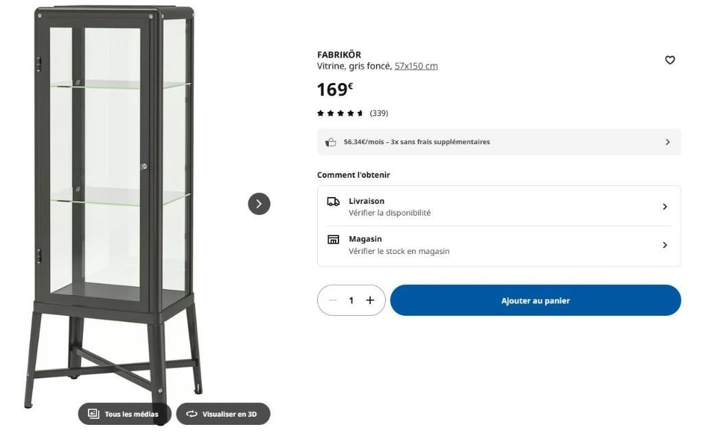 Vitrine ikea meuble salon, Enlèvement, Comme neuf