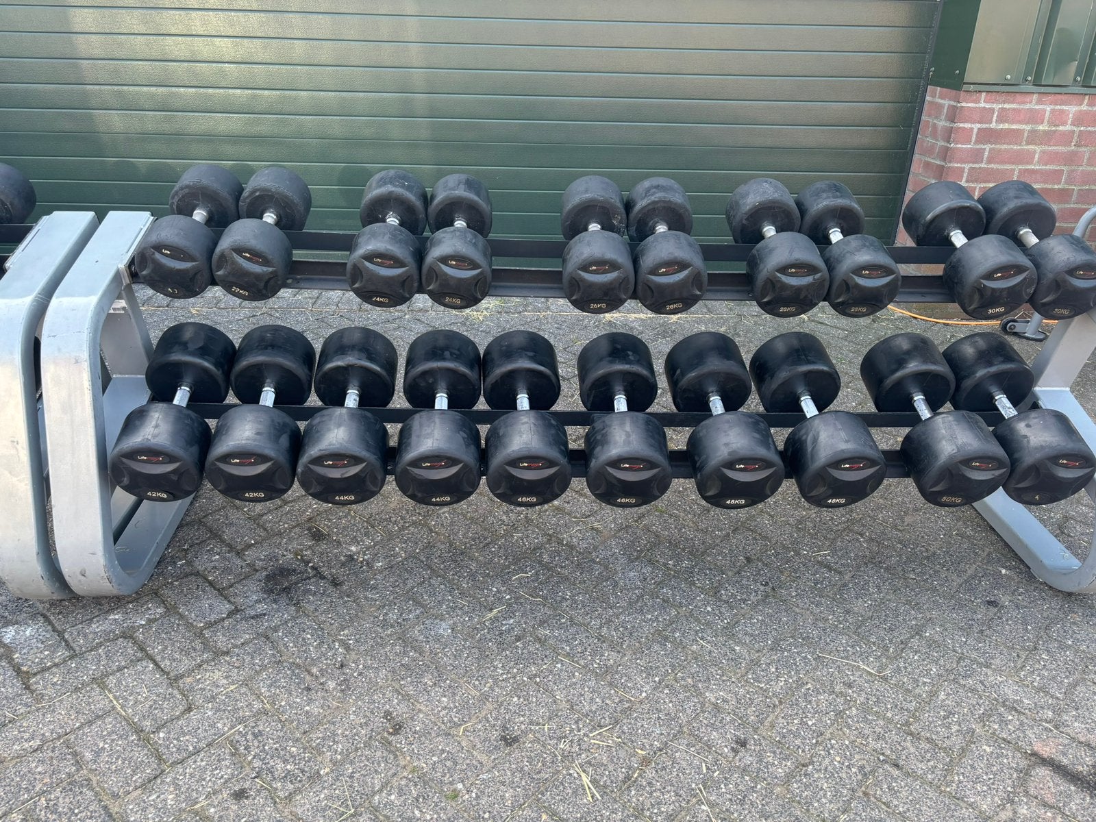 Lifemaxx dumbbellset 1 tm 50 kg (incl rekken en toren), Sport en Fitness, Ophalen, Zo goed als nieuw