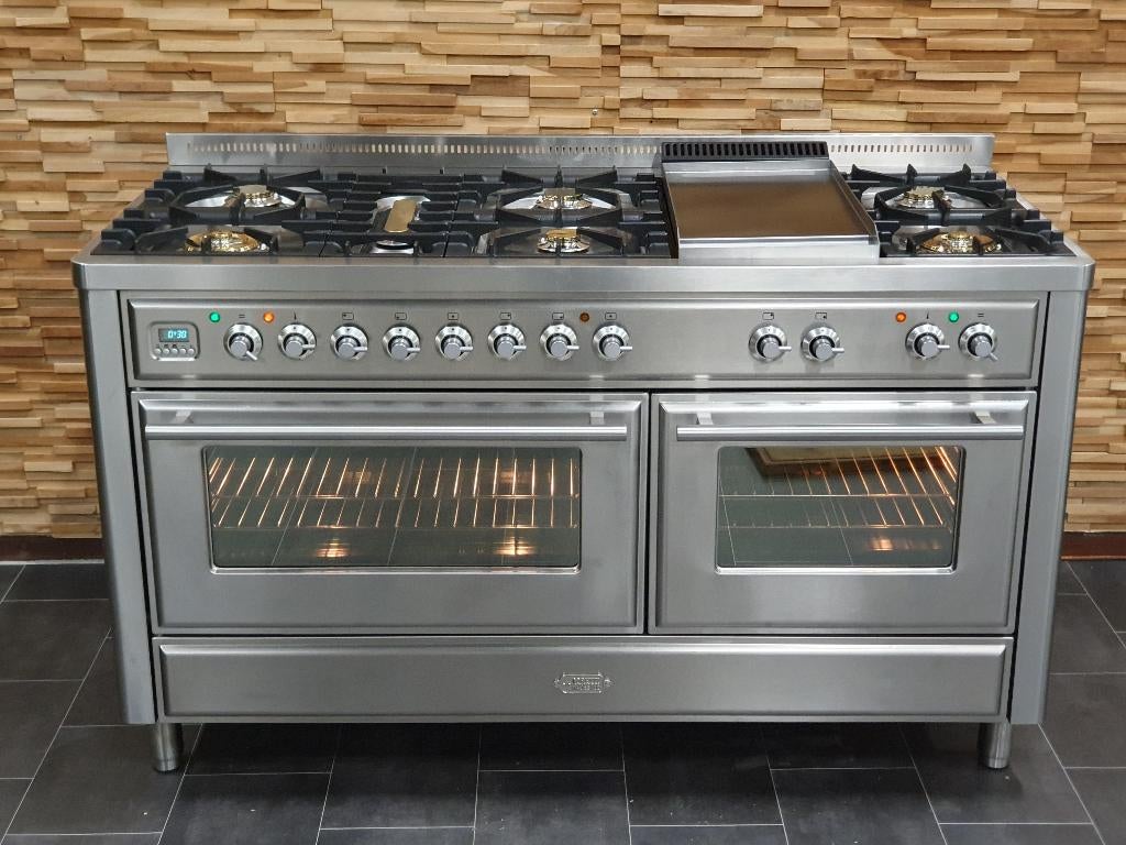 🔥Luxe Boretti Majestic Fornuis 150cm RVS 2 ovens 8 pits, Elektronische apparatuur, Fornuizen, Ophalen, 60 cm of meer, Zo goed als nieuw