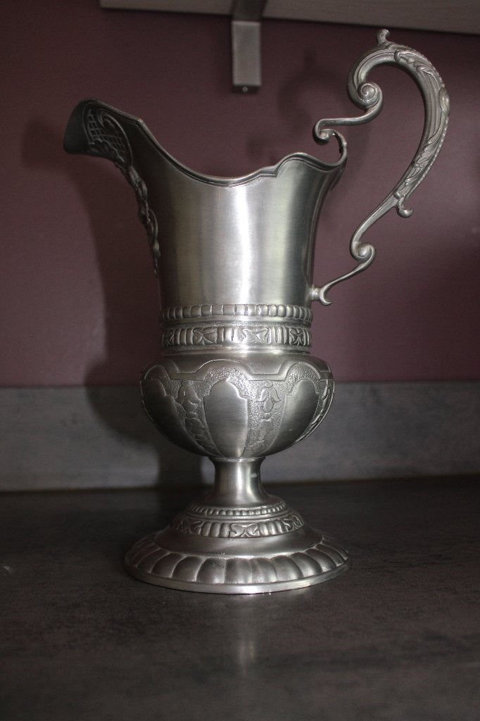 Antieke grote zware tinnen sierpot (kruik)95%(H.31cm B.23cm), Ophalen of Verzenden