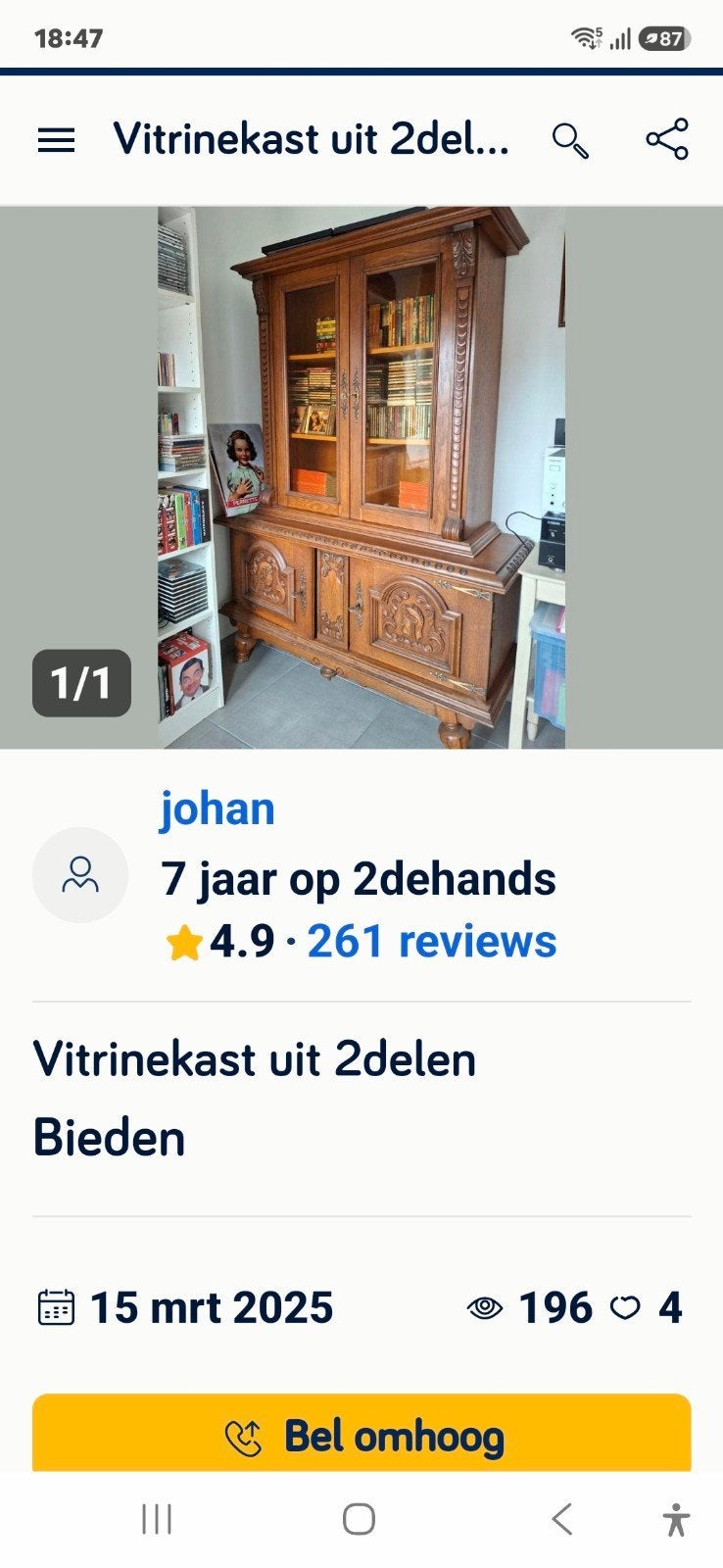 oude buffetkast uit 2 delen  zeer goede staat, Enlèvement