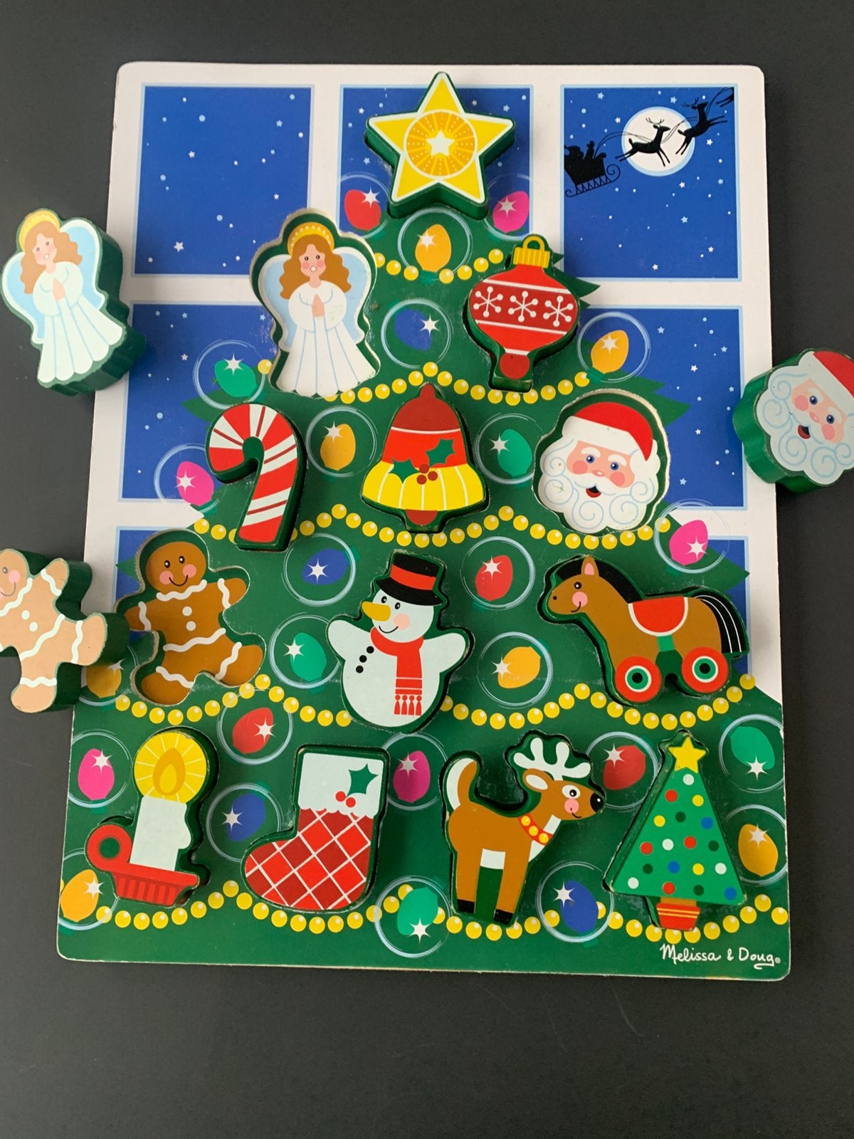 Puzzle de Noël en bois pour les plus petits, Enlèvement ou Envoi, Comme neuf