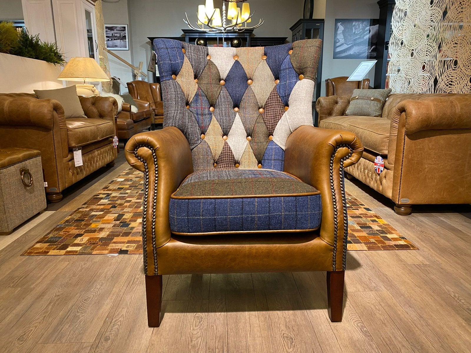 PATCHWORK / MULTICOLOR CHESTERFIELD FAUTEUIL ALBANY STOF, Enlèvement ou Envoi, Neuf, Cuir