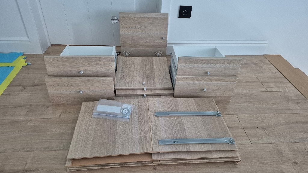 Inserts IKEA Kallax aspect bois - 2 tiroirs + 4 portes, Enlèvement, Comme neuf