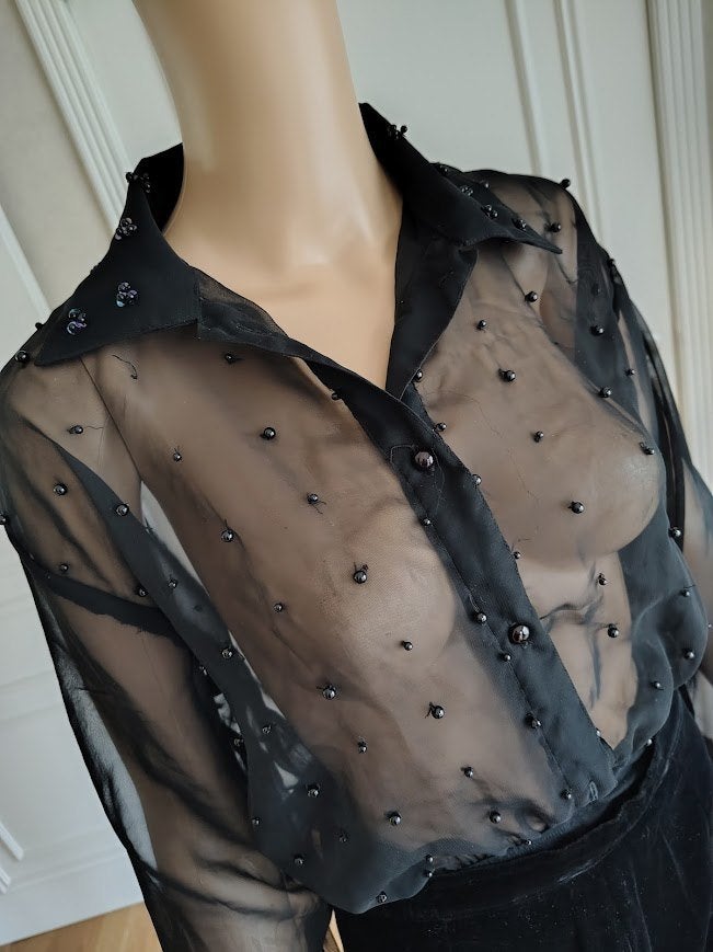 feestelijk doorkijk blouse / body, Kleding | Dames, Verzenden, Zo goed als nieuw, Maat 38/40 (M), Zwart