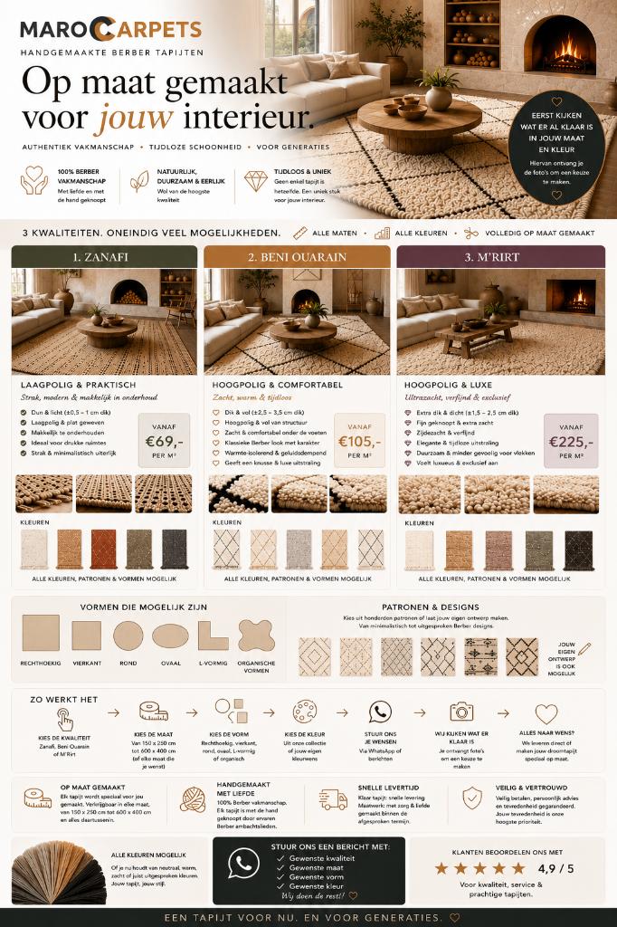 Tapis berbères personnalisés faits à la main, Maison & Meubles, 200 cm ou plus, Neuf, Berber, Modern, Traditioneel, Luxe, Minimalistisch, boho, wol
