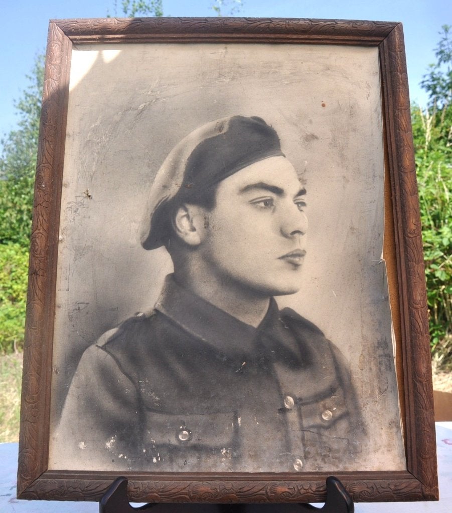 ancienne photographie militaire avec un tour de bois, Enlèvement ou Envoi, Armée de terre, Photo ou Poster