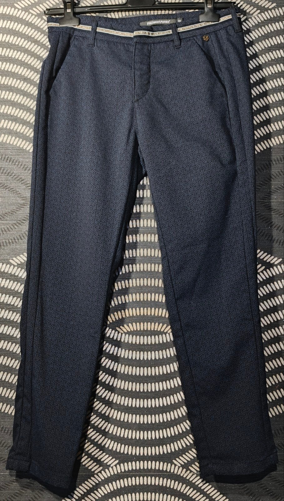 Pantalon city jacquard bleu marine galon doré Freeman T., Taille 38/40 (M), Porté, Bleu, Enlèvement ou Envoi