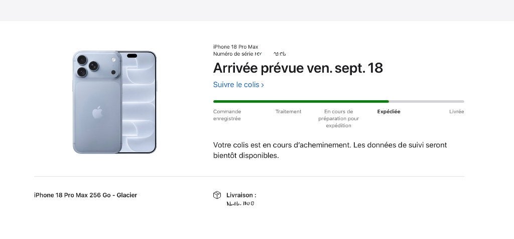 Apple iPhone 18 pro max Bleu glacial 256 gb neuf, Télécoms, Enlèvement, Sans abonnement, Sans simlock, Bleu